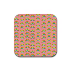 Pride Rainbow Flag Pattern Rubber Coaster (square)  by Valentinaart