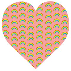 Pride Rainbow Flag Pattern Wooden Puzzle Heart by Valentinaart