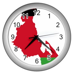 Malawi Flag Map Geography Outline Wall Clock (silver) by Sapixe