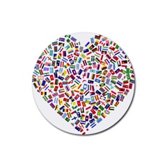 Heart Flags Countries United Unity Rubber Coaster (round)  by Sapixe