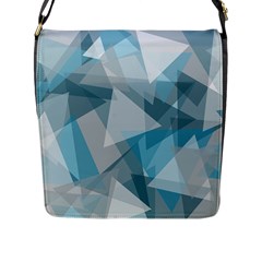 Triangle Blue Pattern Flap Closure Messenger Bag (l) by HermanTelo
