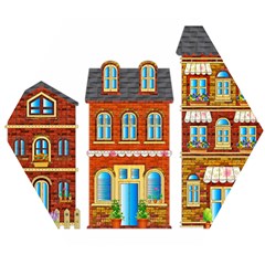 City Buildings Brick Architecture Wooden Puzzle Hexagon by Simbadda