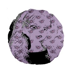 Wide Eyed Girl Lilac Standard 15  Premium Round Cushions by snowwhitegirl