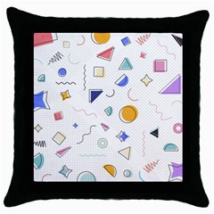Memphis Pattern With Geometric Shapes Throw Pillow Case (black) by Vaneshart