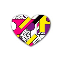 Memphis Colorful Background With Stroke Rubber Coaster (heart)  by Vaneshart