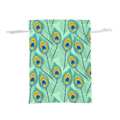 Lovely Peacock Feather Pattern With Flat Design Lightweight Drawstring Pouch (m) by Vaneshart