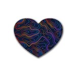 Topographic Colorful Contour Illustration Background Heart Coaster (4 pack)  Front