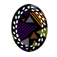 Abstract Pattern Design Various Striped Triangles Decoration Oval Filigree Ornament (two Sides) by Vaneshart