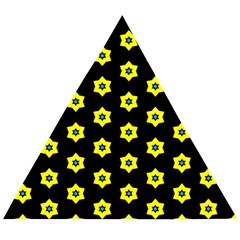 Pattern Yellow Stars Black Background Wooden Puzzle Triangle by Simbadda