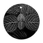 Black And White Plant Leaf Flower Pattern Line Black Monochrome Material Circle Spider Web Design Ornament (Round) Front