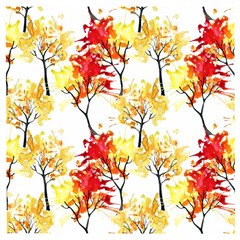 Watercolor Painting Autumn Illustration Autumn Tree Wooden Puzzle Square by Vaneshart