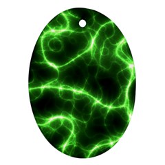 Lightning Electricity Pattern Green Oval Ornament (two Sides) by Alisyart