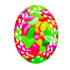 Vibrant Jelly Bean Candy Oval Filigree Ornament (two Sides) by essentialimage