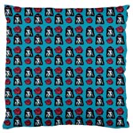 Girl Flower Pattern Blue Large Flano Cushion Case (One Side) Front