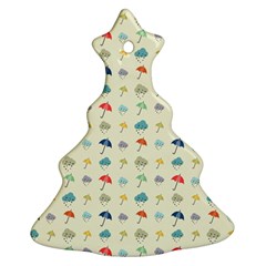 Clouds And Umbrellas Seasons Pattern Christmas Tree Ornament (two Sides) by Wegoenart
