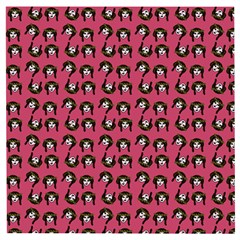 Retro Girl Daisy Chain Pattern Pink Wooden Puzzle Square by snowwhitegirl