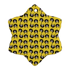 Retro Girl Daisy Chain Pattern Yellow Snowflake Ornament (two Sides) by snowwhitegirl