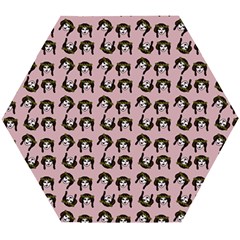 Retro Girl Daisy Chain Pattern Light Pink Wooden Puzzle Hexagon by snowwhitegirl