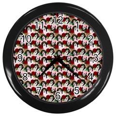 Vintage Hippie Girl Pattern Pnk Wall Clock (black) by snowwhitegirl
