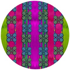 Flowers In A Rainbow Liana Forest Festive Wooden Puzzle Round by pepitasart