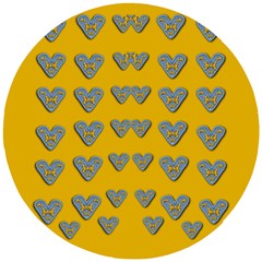 Butterfly Cartoons In Hearts Wooden Puzzle Round by pepitasart