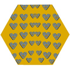 Butterfly Cartoons In Hearts Wooden Puzzle Hexagon by pepitasart