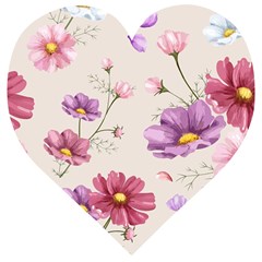 Vector Hand Drawn Cosmos Flower Pattern Wooden Puzzle Heart by Sobalvarro