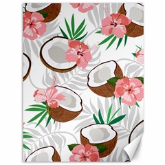 Seamless Pattern Coconut Piece Palm Leaves With Pink Hibiscus Canvas 36  X 48  by Vaneshart