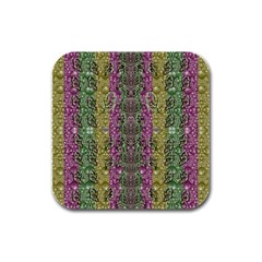 Leaves Contemplative In Pearls Free From Disturbance Rubber Square Coaster (4 Pack)  by pepitasart