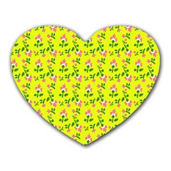 Carnation Pattern Yellow Heart Mousepads by snowwhitegirl