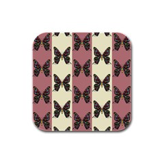 Butterflies Pink Old Old Texture Rubber Square Coaster (4 Pack)  by Vaneshart