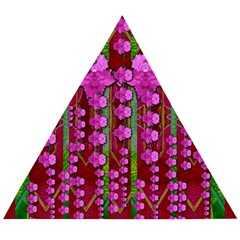 Jungle Flowers In The Orchid Jungle Ornate Wooden Puzzle Triangle by pepitasart