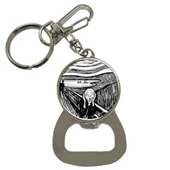 The Scream Edvard Munch 1893 Original Lithography Black And White Engraving Bottle Opener Key Chain by snek