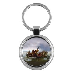 George Washington Crossing Of The Delaware River Continental Army 1776 American Revolutionary War Original Painting Key Chain (round) by snek