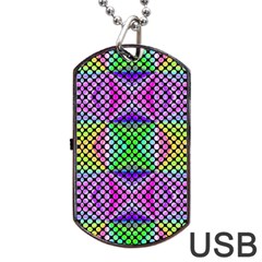 Bright  Circle Abstract Black Pink Green Yellow Dog Tag Usb Flash (two Sides) by BrightVibesDesign