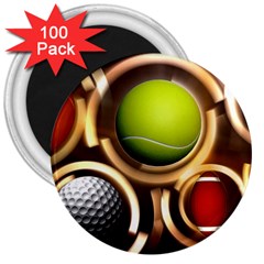 Sport Ball Tennis Golf Football 3  Magnets (100 Pack) by HermanTelo