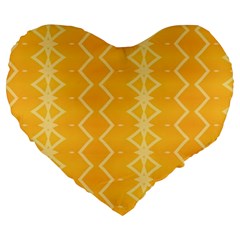 Pattern Yellow Large 19  Premium Flano Heart Shape Cushions by HermanTelo
