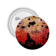 Funny Halloween Design, Cat, Pumpkin And Witch 2 25  Buttons by FantasyWorld7