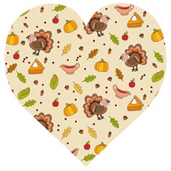 Thanksgiving Turkey Pattern Wooden Puzzle Heart by Valentinaart