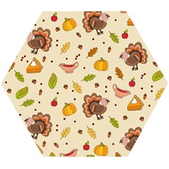 Thanksgiving Turkey Pattern Wooden Puzzle Hexagon by Valentinaart
