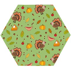 Thanksgiving Turkey Pattern Wooden Puzzle Hexagon by Valentinaart