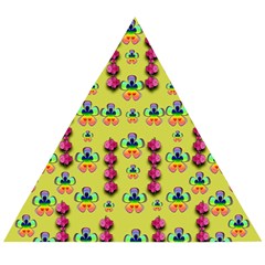 Power Can Be Flowers And Ornate Colors Decorative Wooden Puzzle Triangle by pepitasart