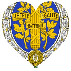 Coat Of Arms Of The French Republic, 1905-1953 Wooden Puzzle Heart by abbeyz71