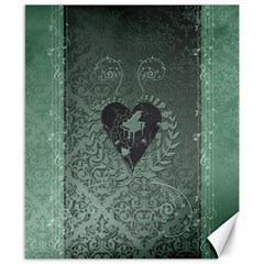 Elegant Heart With Piano And Clef On Damask Background Canvas 8  X 10  by FantasyWorld7