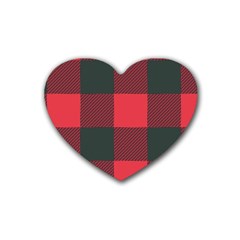 Canadian Lumberjack Red And Black Plaid Canada Heart Coaster (4 Pack)  by snek