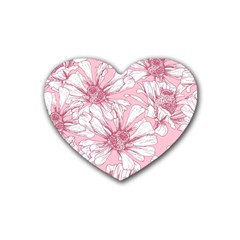 Pink Flowers Rubber Coaster (heart)  by Sobalvarro