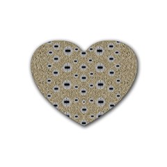 One Island Surrounded By Love And Wood Lace Rubber Coaster (heart)  by pepitasart