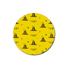 Gadsden Flag Don t Tread On Me Yellow And Black Pattern With American Stars Rubber Coaster (round)  by snek