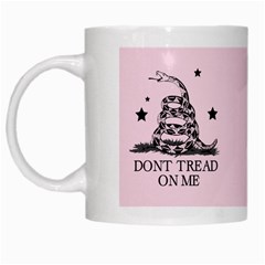 Gadsden Flag Don t Tread On Me Light Pink And Black Pattern With American Stars White Mugs by snek