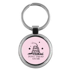 Gadsden Flag Don t Tread On Me Light Pink And Black Pattern With American Stars Key Chain (round) by snek